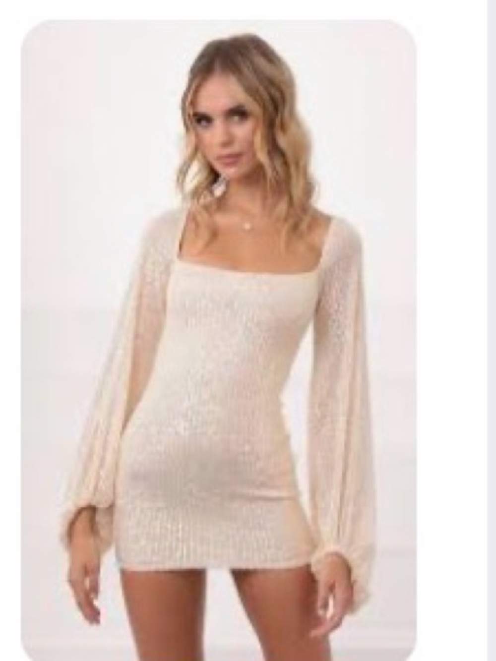 Lucy in the Sky Champagne Sequin Square Neck Mini Dress